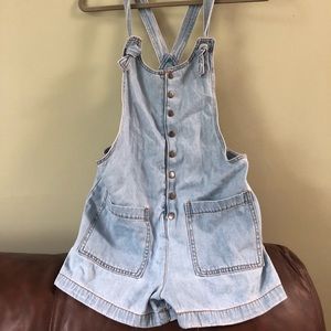 Button up short overalls